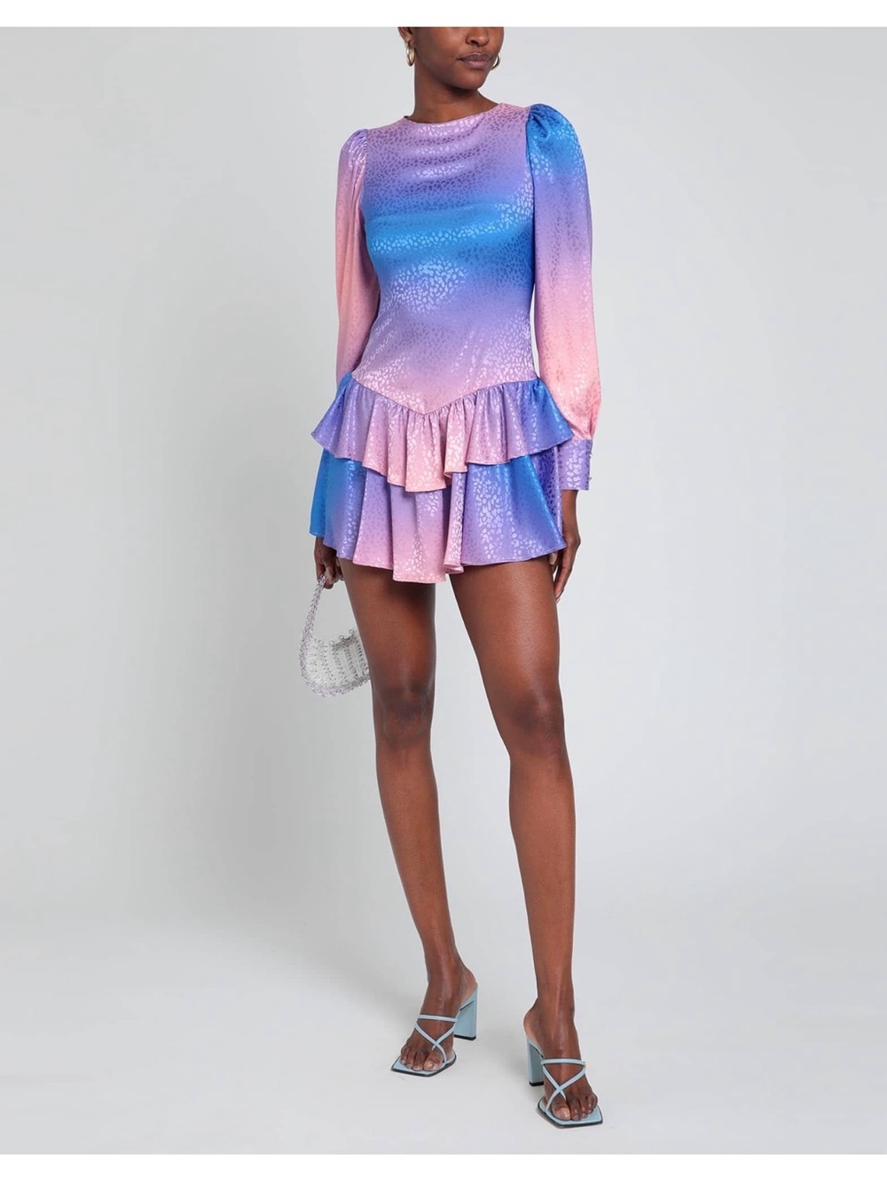 Gradient Purple & Pink Ruffle Mini Dress